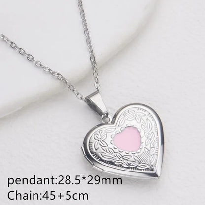 Vintage Edelstahl Offenes Herz Anhänger Halskette Für Frauen Und Mädchen Schmuck Zubehör Geschenk