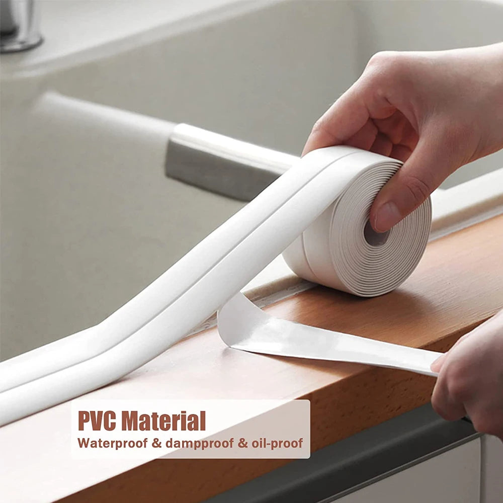 Selbstklebendes Dichtungsband aus PVC, ölbeständig, für Küchenspüle, Kantenabdichtungsband, wasserdicht, für Badezimmer, Toilette, Eckwandaufkleber