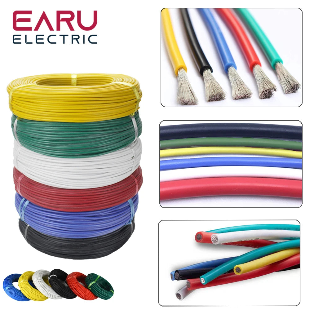 5 mt/los Hitzebeständige Weiche Elektrische Silikon Draht Kabel 8 10 12 14 16 18 20 22 24 26 28 30 AWG 5M 6 Farbe Rot Schwarz Blau