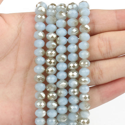 3/4/6/8mm Facettierte Jade Weiße Kristall Glas Perlen Vergoldet Flache Runde Lose Perlen für Schmuck Machen Diy Armband Ohrring