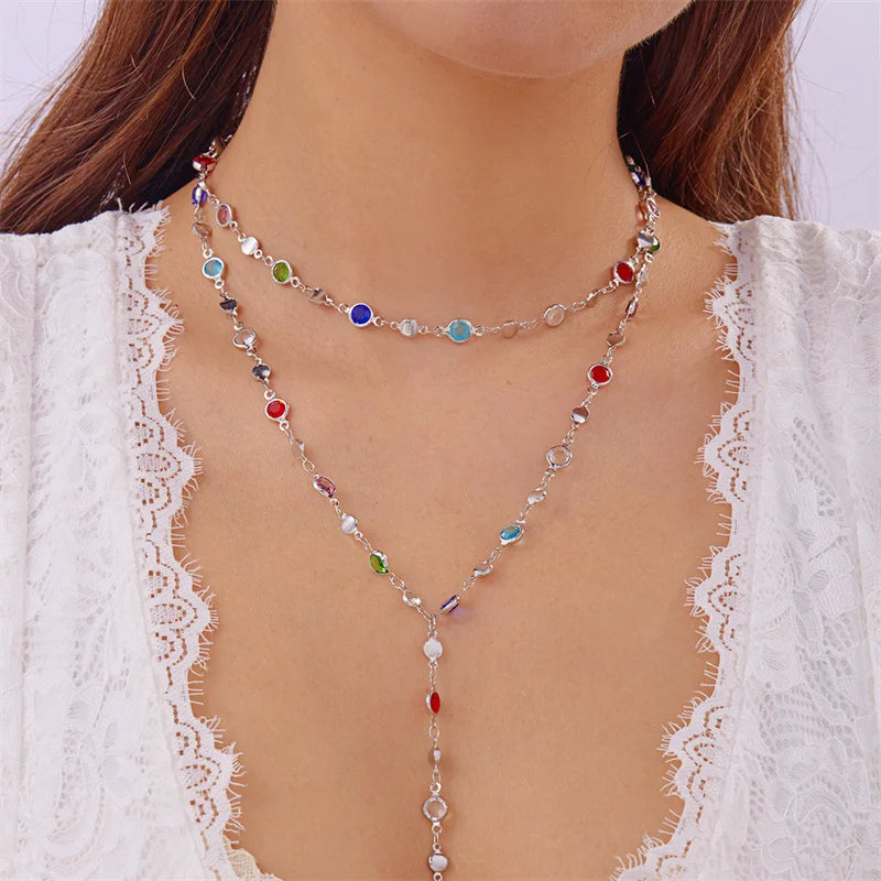 Bohemian Sexy Lange Y-förmige Halskette für Frauen Y2K Ästhetische Metall Schlüsselbein Kette Gold Farbe Halsband Urlaub Partei Schmuck geschenke