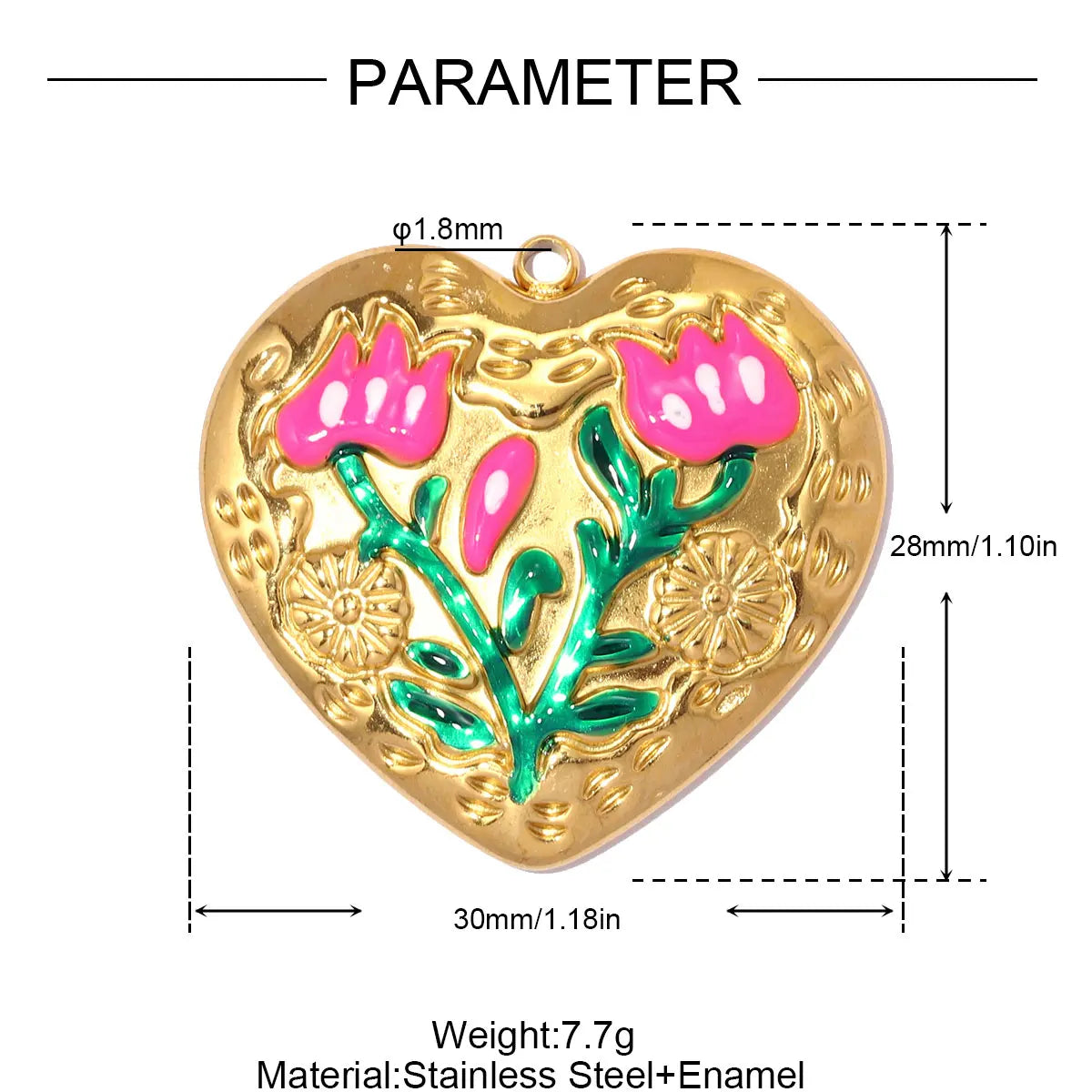 3 Stück/Set Modische Edelstahl Rosen-Blumen DIY Ohrring-Anhänger Herzförmige Halsketten-Anhänger Damen Böser-Blick-Schmuck Großhandel
