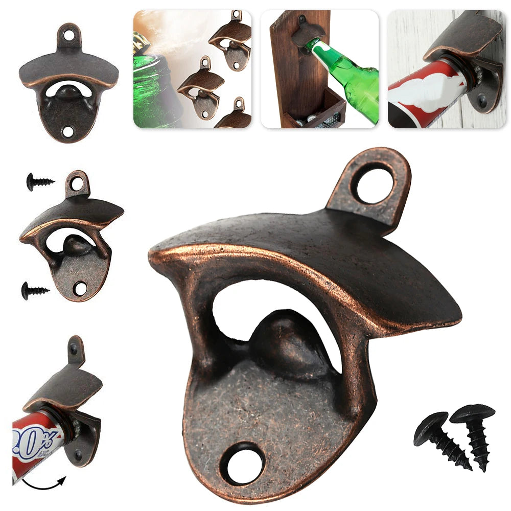 10PCS Vintage Flaschenöffner Wand Montiert Zink-legierung Bier Opener Werkzeug Wein Bar Zubehör mit Schrauben Opener Party Küche werkzeuge