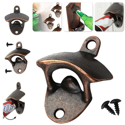 10PCS Vintage Flaschenöffner Wand Montiert Zink-legierung Bier Opener Werkzeug Wein Bar Zubehör mit Schrauben Opener Party Küche werkzeuge