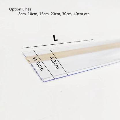H5cm Kurze Kunststoff-PVC-Clip-Halterung für Regal, Preisschild, Etikettenhalter, Display-Datenstreifen, Klebeband, 1 Packung