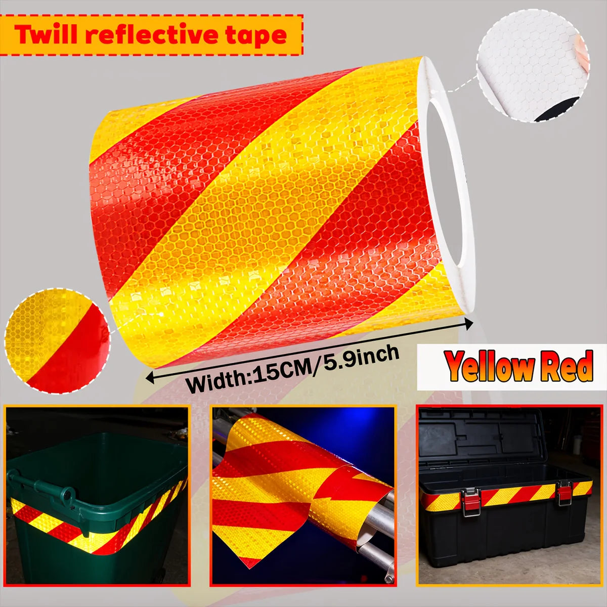 Reflektierendes Twill-Klebeband, hohe Sichtbarkeit, selbstklebender Sicherheitswarnaufkleber, Auffälligkeit für LKW