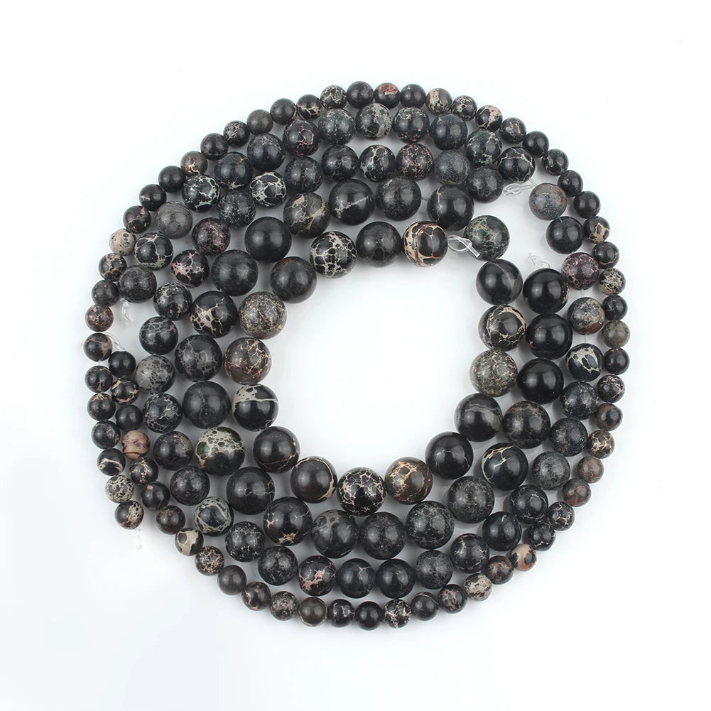 4/6/8/10mm Naturstein Meeressediment Imperial Jaspis Runde Lose Perlen für Schmuck Machen Handarbeiten diy Charms Armband 15''