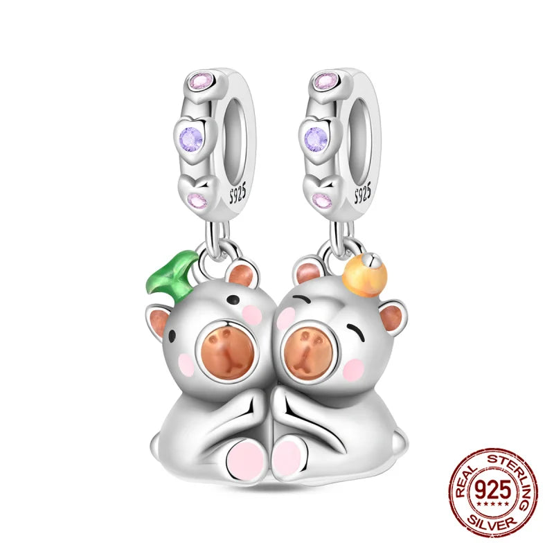 925 Sterling Silber Original Charms Perle CZ Zirkon Liebe Mama Rosa Herz Anhänger Passend für Armband DIY Damen Schmuck Geschenk für Freundin