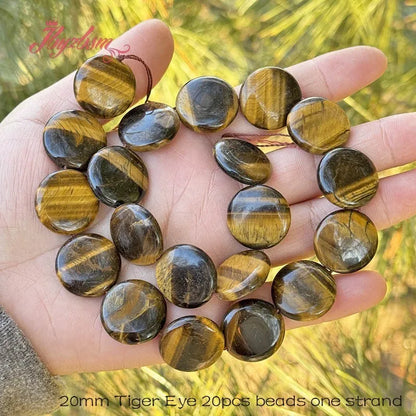 20mm Natürlicher Fluorit/Quarz/Rhodonit/Tigerauge/Achat Münze Stein Perlen Strang 15" Für DIY Halskette Schmuck Machen Kostenloser Versand