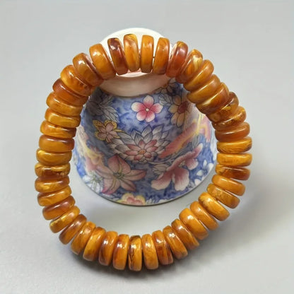 Bernsteinfarbenes Bienenwachs-Perlenarmband, einzelnes Ringzubehör für Herren und Damen