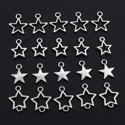 100 Stück kleine Stern-Charms-Anhänger, Antik-Silber, Legierung, Metall, DIY-Schmuckherstellung, Zubehör für Ohrringe, Armbänder, Halsketten
