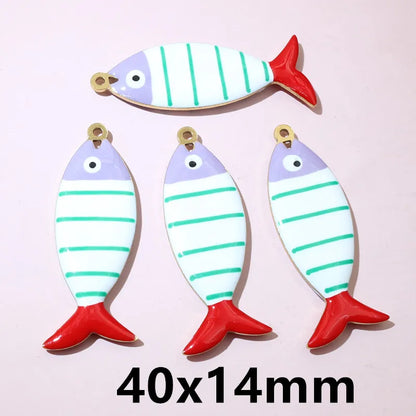 10 Stück Edelstahl Emaille Fisch Charms Anhänger 31x12mm DIY Schmuck Making Zubehör Erkenntnisse für Halsketten Ohrringe Armbänder