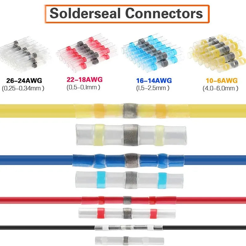 280/1200 stücke Solder Sealed Wire Connectors Schrumpf Solder Butt Connectors Solder Connector Kit Automotive Marine Isolierung
