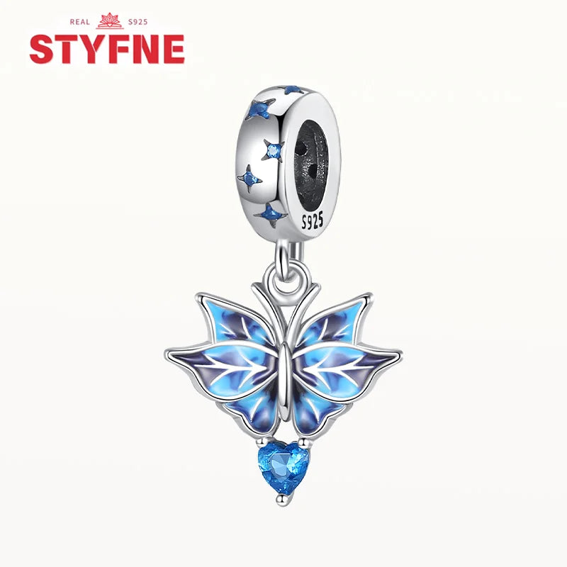 Neue Silber 925 Blaue Libelle Schmetterling Charms Perlen Fit Original Armband für Frauen DIY Edlen Schmuck Zubehör Perlen Geschenke