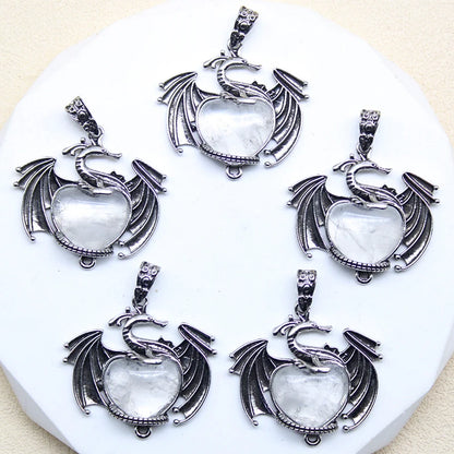 10 Stück bunte Drachen Naturstein Amethyst Quarz Kristall Herz Perle Anhänger für DIY Schmuck Halskette Anhänger Frauen Geschenke
