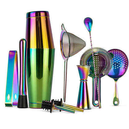 Cocktail Shaker Bar Set: 2 Gewichteten Boston Shaker, Cocktail Sieb Set,Jigger,Muddler und Löffel, eis Tong und 2 Flasche Ausgießer