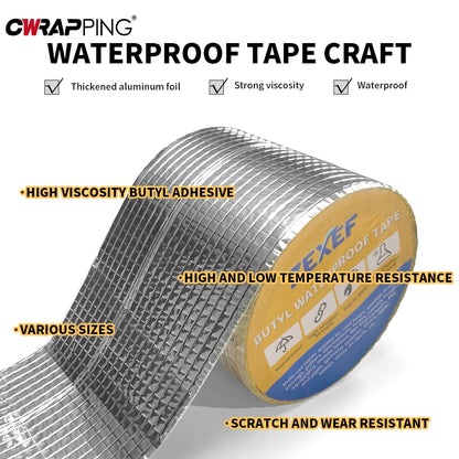 Super klebriges Butylkautschukband aus Aluminiumfolie, hohe Temperaturbeständigkeit, wasserdichtes Reparaturband für Dachrohre, Risse, Kanal, Stoppen von Leck