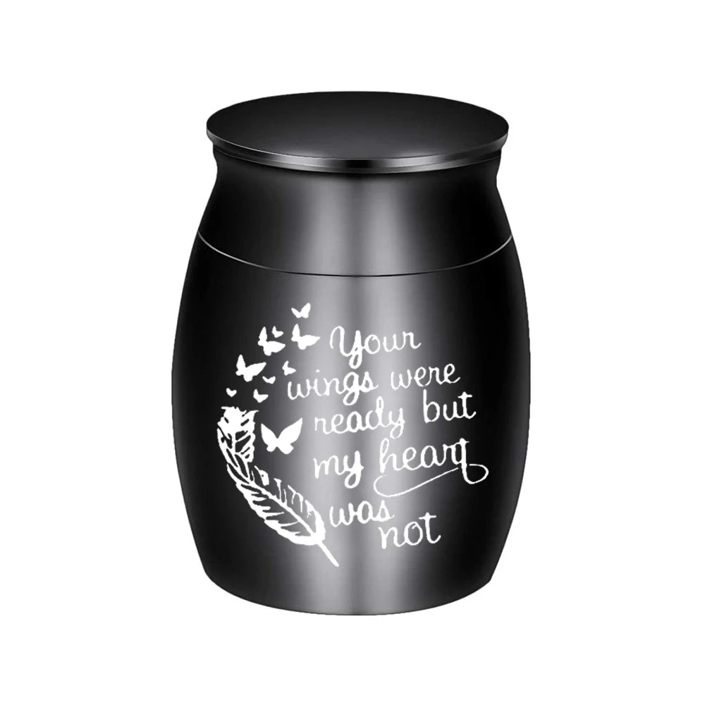 Small Keepsake Urns for Ashes Mini Cremation Urn for Ashes Aluminum Alloy Pets/Human Memorial Ashes-Your wings were ready..
