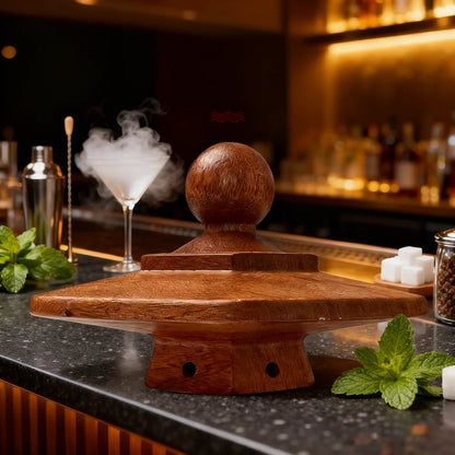 Räucher-Set mit Glasplatte, Cocktail-Räucher-Set mit 4 Holzspäne, Barkeeper-Zubehör für Whisky-Getränke, Raucher-Geschenkset für Männer