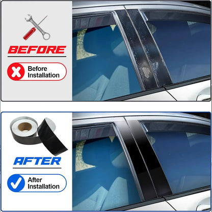 3/5/7/10CM Glänzende Schwarze Vinyl-Folienstreifen Fenster-Zierleisten-Folie Auto-Innenraum Säulen-Aufkleber für Fahrzeuge