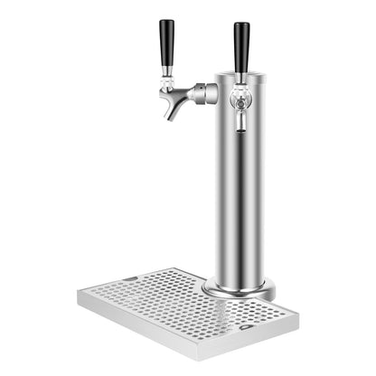 Dual-Wasserhahn-Bierturmspender mit Tropfschale, vormontierter Schlauchschlüssel, Werkzeuge, Basteln, Biersäulen-Set für Bar, Zuhause, Restaurant
