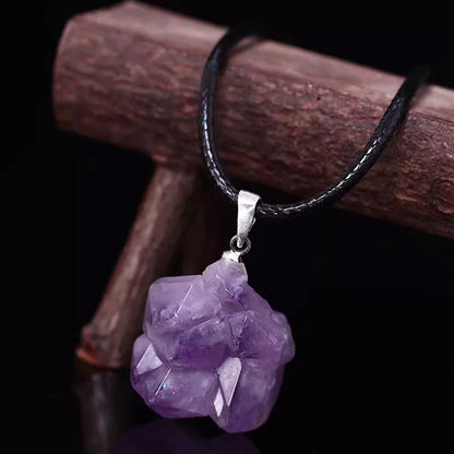 Natürliche Amethyst Stein Halskette Kristall Reiki Heilung Edelstein Anhänger Quarz für Männer Frauen Charms Minerals chmuck DIY Geschenk