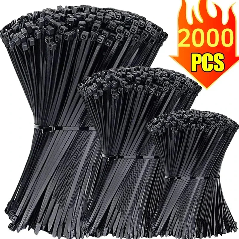 2000/100 Stück selbstsichernde Nylon-Kabelbinder, Kunststoff-Kabelbinder, robuste Kabelbefestigungsringe, Schlaufen-Hardware-Organizer, Drahtbänder