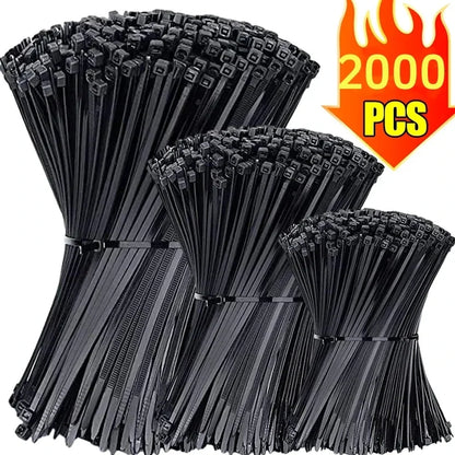 2000/100 Stück selbstsichernde Nylon-Kabelbinder, Kunststoff-Kabelbinder, robuste Kabelbefestigungsringe, Schlaufen-Hardware-Organizer, Drahtbänder