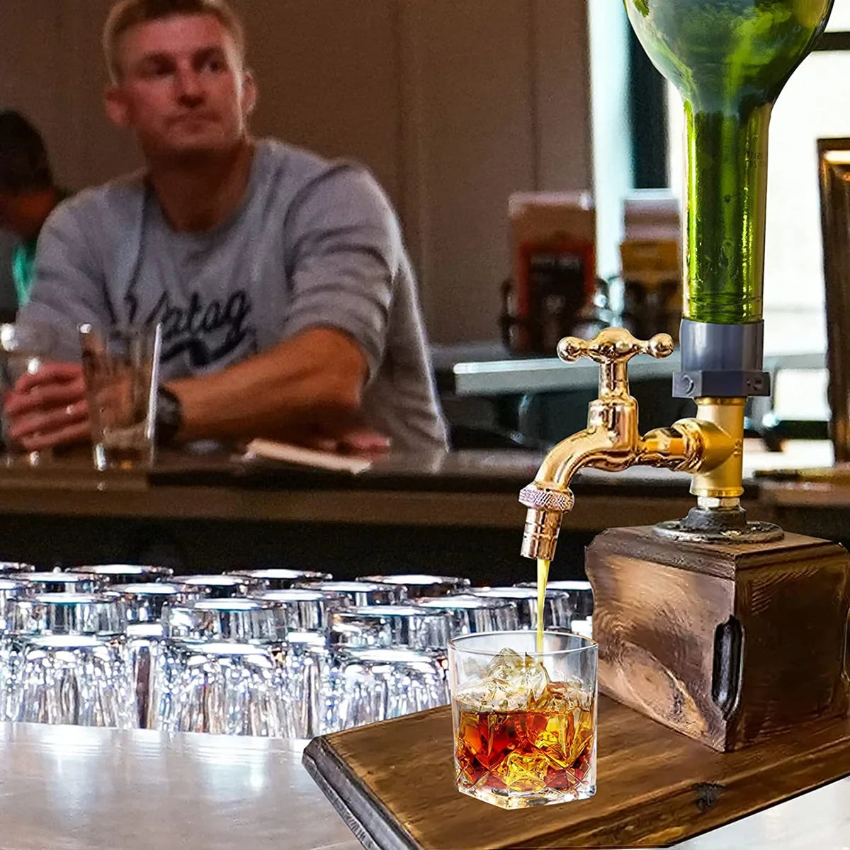 1/2/3-Flaschen-Whiskey-Spender aus Holz mit Zapfhahn, Alkohol-Getränkespender für Zuhause, Party, Bar, Vatertagsgeschenk