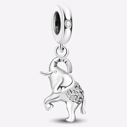 Charms aus 925er-Sterlingsilber mit Tierhantel, niedlicher rosa Hund, Perlen, passend für DIY-Armbänder, Armreifen, Geschenk von hochwertigem Schmuck