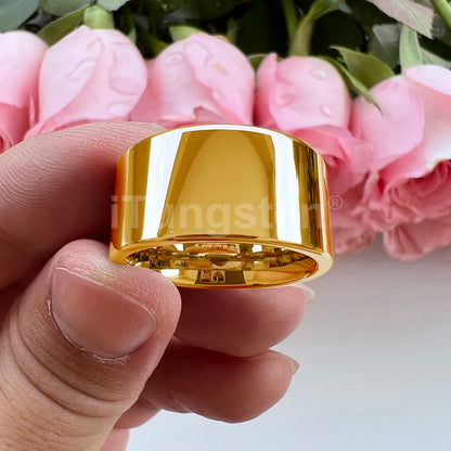iTungsten 12mm Dropshipping Große Männer Ring Glänzende Wolfram Hochzeit Band Mode Schmuck Rohr Cut Poliert Komfort Fit