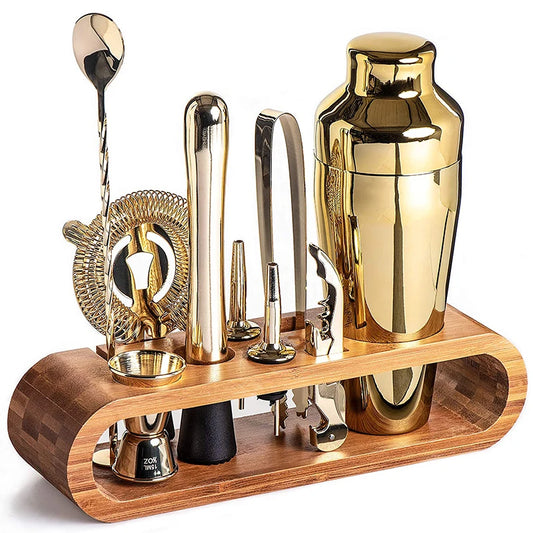 Cocktail Bar set Mixology Bartender Kit: 10-Stück Bar Werkzeug Set mit Stilvolle Bambus Stehen