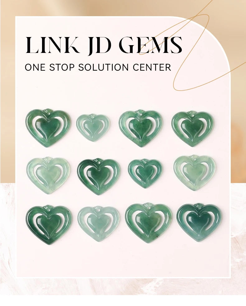 1 piece natural stone Guatemala jadeite carved heart shape emerald bead for jewelry making DIY necklace bracelet charms accessories
