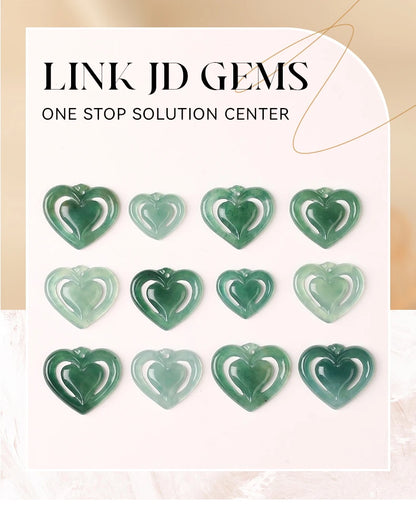 1 piece natural stone Guatemala jadeite carved heart shape emerald bead for jewelry making DIY necklace bracelet charms accessories
