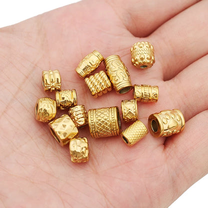 5 teile/los Edelstahl Gold Farbe Lose Rohr Große Loch Spacer Perlen für DIY Armbänder Halskette Schmuck Machen Liefert Finden