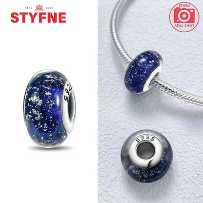 Echtes Sterlingsilber 925, Blumen-Charms, Glas, neue Original-Perle, bunt, Murano, passend für Original-Armbänder, DIY für Frauen, Schmuck, Geschenke