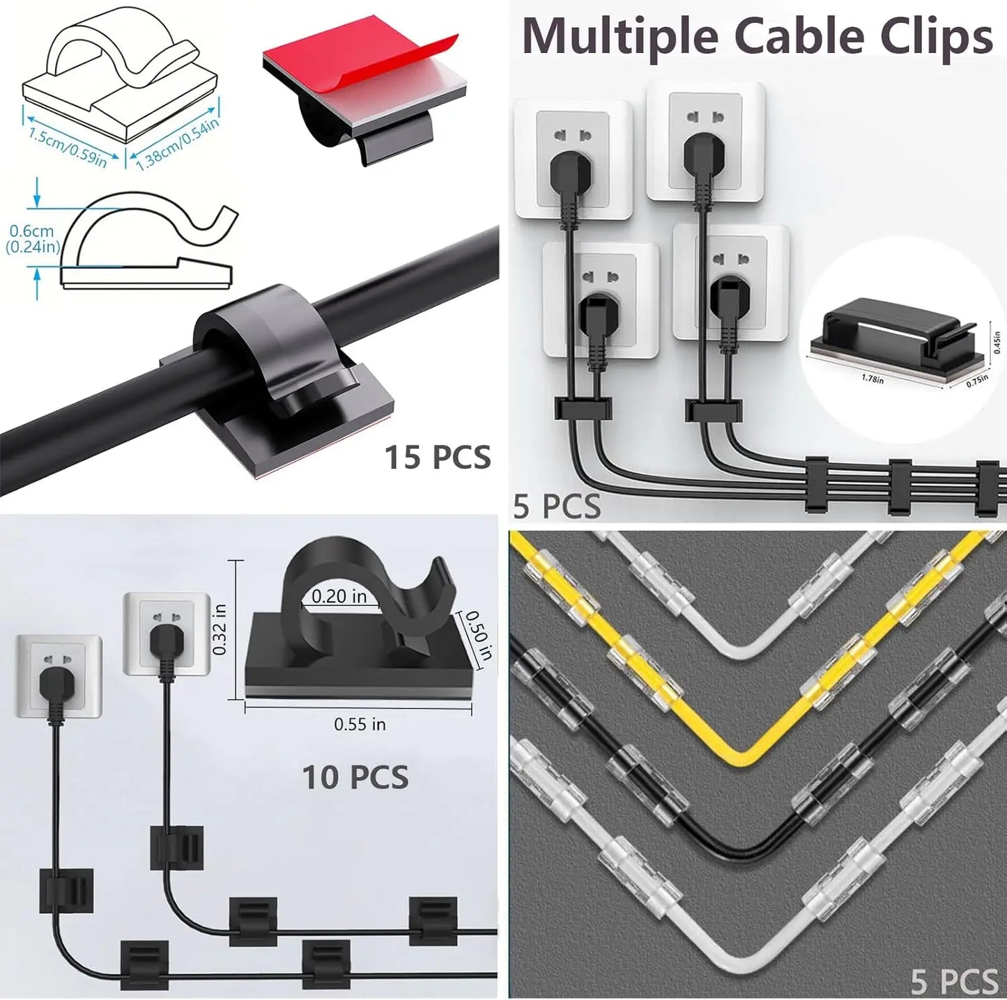328-teiliges Kabelmanagement-Set, magnetischer Kabelhalter, selbstklebende Kabelklemmen, Kabelhülle, wiederverwendbare Kabelbinder, Kabelbinder ﻿