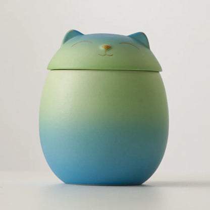 Urn for pet ashes, cat shape memorial cremation urns, hand crafted black, decorative urns for burial dog, ceramic sealed jar