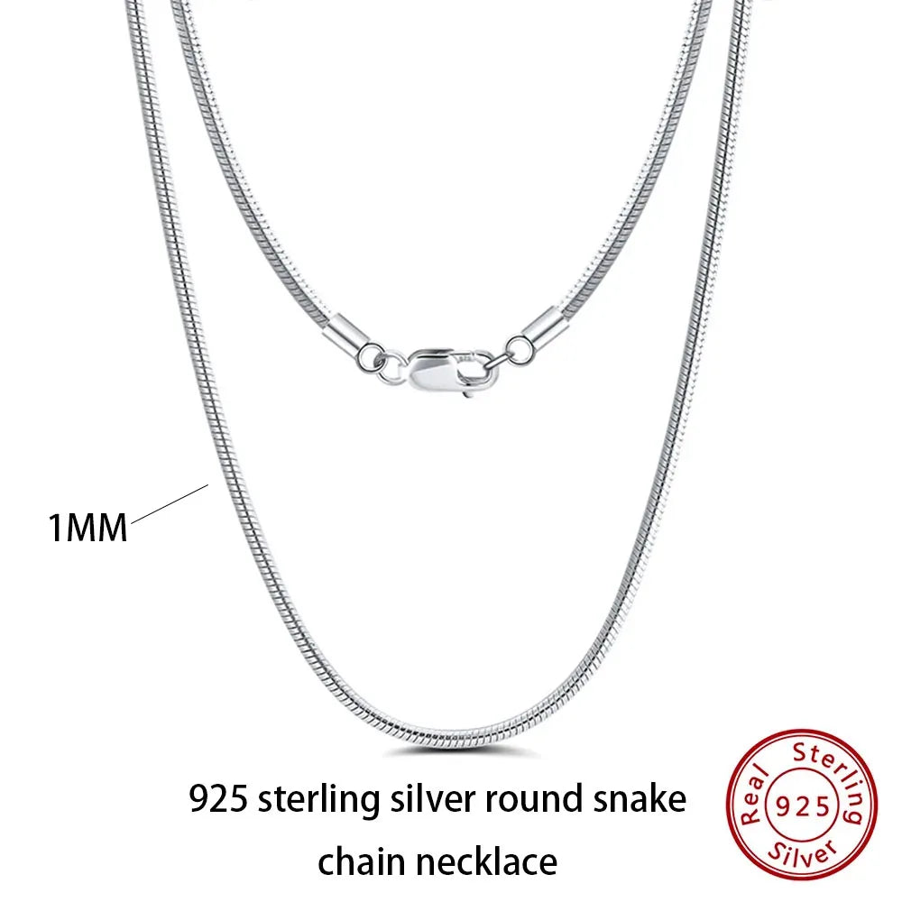 Effie Queen 100% 925 Sterling Silber Basis-Kettenhalsketten Box/Schlangen-/Chopin-/Figaro-Kette mit Perlen 40-60cm Unisex DIY Alltagskleidung