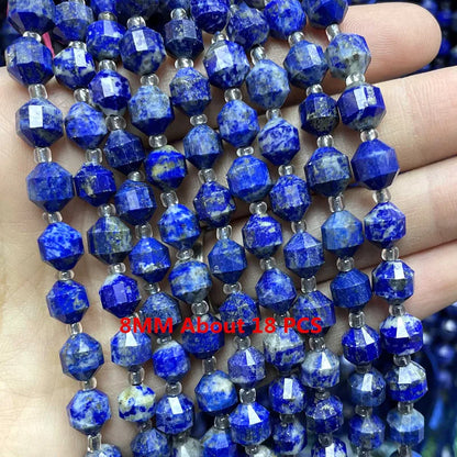 Natürliche Lapislazuli Runde Rohr Facettierte Lose Spacer Stein Perlen Für Schmuck Machen DIY Handgemachte Armbänder Halskette Zubehör