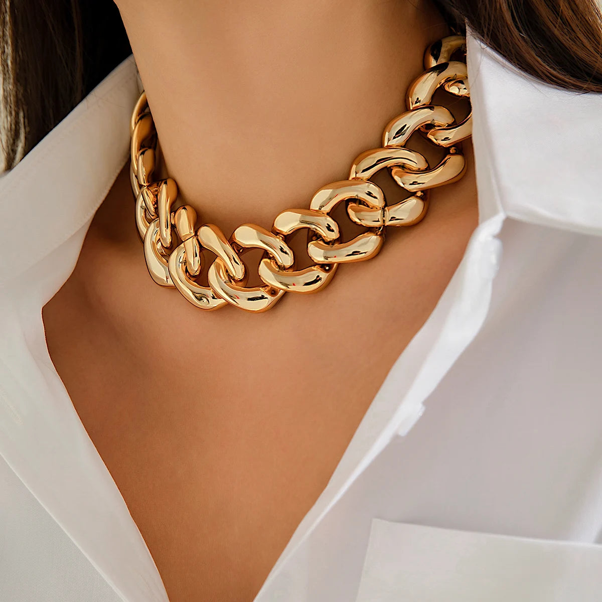Ingesight. z Punk ccb Schnalle kubanische Kette kurze Halskette für Frauen übertrieben dicke Goldfarbe Kragen Party Schmuck Geschenk
