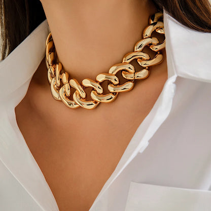 Ingesight. z Punk ccb Schnalle kubanische Kette kurze Halskette für Frauen übertrieben dicke Goldfarbe Kragen Party Schmuck Geschenk