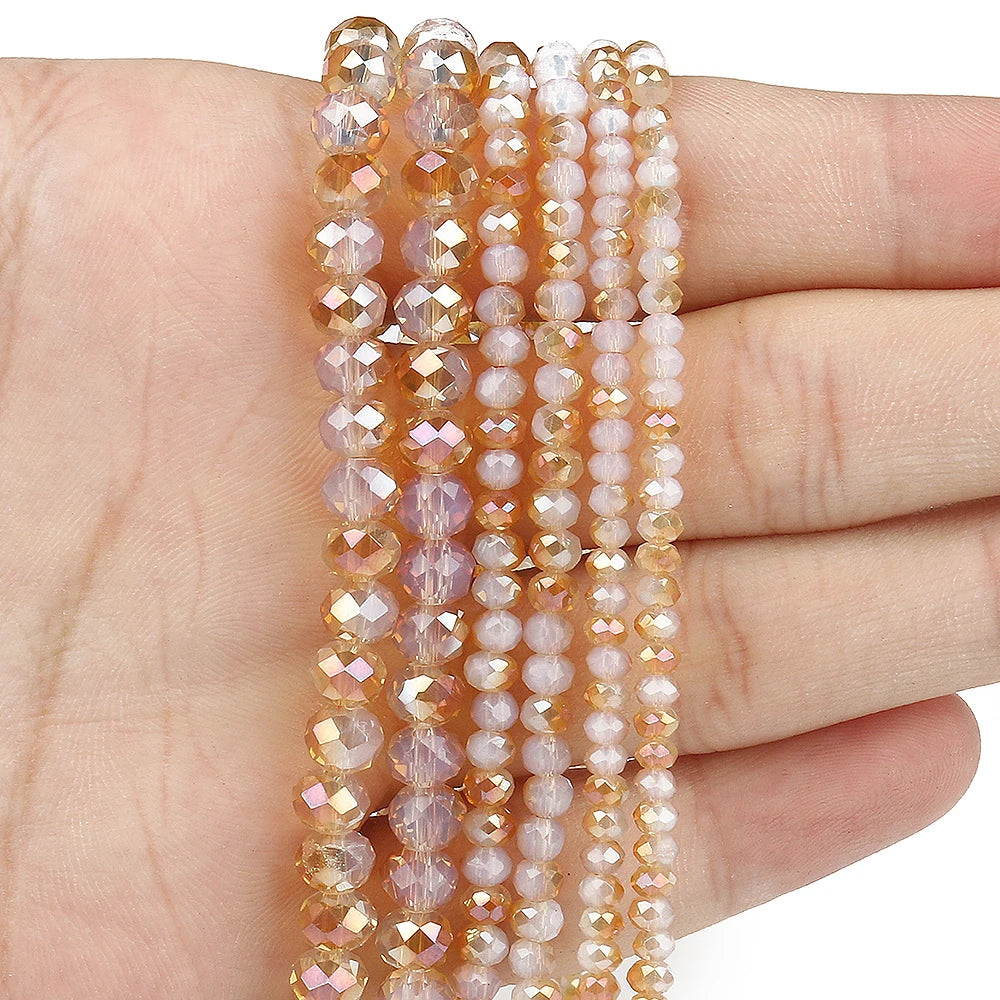 3/4/6/8mm Facettierte Jade Weiße Kristall Glas Perlen Vergoldet Flache Runde Lose Perlen für Schmuck Machen Diy Armband Ohrring