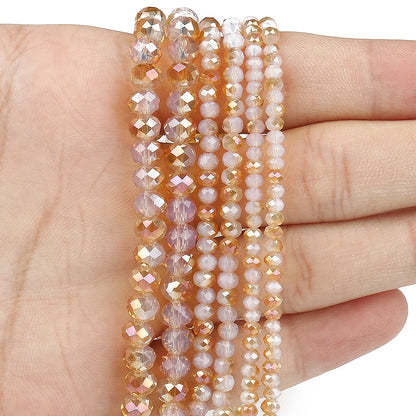 3/4/6/8mm Facettierte Jade Weiße Kristall Glas Perlen Vergoldet Flache Runde Lose Perlen für Schmuck Machen Diy Armband Ohrring