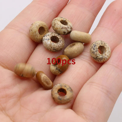 Großhandel 100 Stück Natursteinperlen, großes Loch, Abacus-Form, Agts-Steinperlen für die Herstellung von Schmuck, Halsketten, Loch 4 mm, Größe 5 x 10 mm