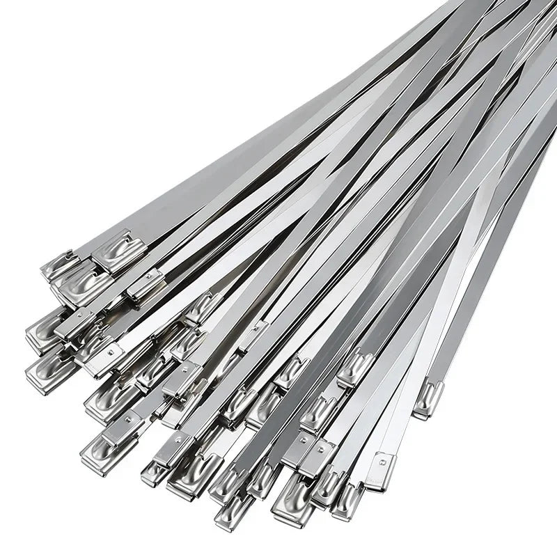 100 Stück 304 Edelstahl Metall-Kabelbinder 4,6mm 7,9mm Länge 100-1000mm Selbstsichernde Kabelbinder Multifunktionale Marine-Kabelbinder