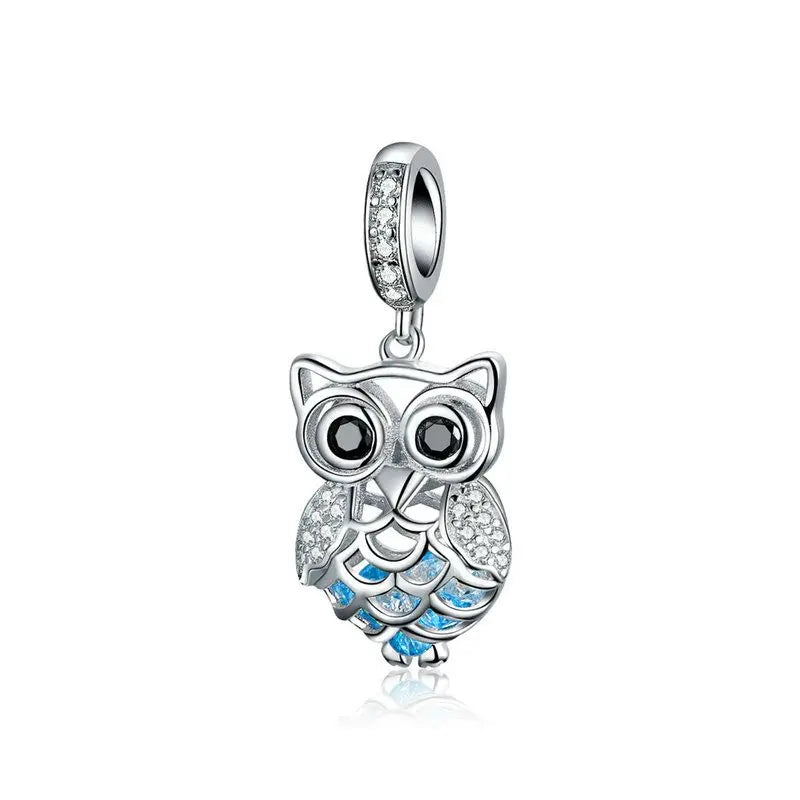 WOSTU Schöne 925 Sterling Silber Tier Eule Charms CZ Bead Fit Original Armband Anhänger Für Frauen Silber 925 Schmuck CQC1124