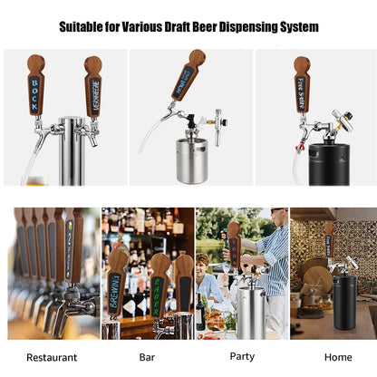 2 Stück/Set Holz-Bierzapfhanteln, 3/8''-16 UNC Gewinde Kreidetafel-Zapfhanteln für Kegerator-Bierzapfhähne mit 3 Markierstiften