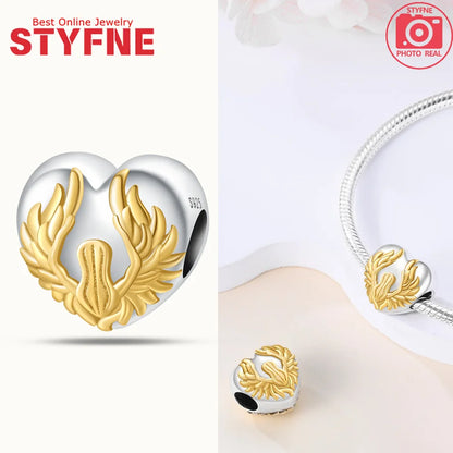 Neue Silber 925 Engel Skulptur Charms Herz Perlen Fit Original Armband für Frauen Schmuck Party Perlen DIY Edlen Schmuck Geschenke
