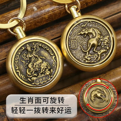 Messing Biss Geld Pixiu Schlüsselanhänger Sternzeichen Kupfer Kürbis Feng Shui Anhänger Chinesischer Knoten Glück Maskottchen Auto Schlüsselanhänger Spinner Dekoration